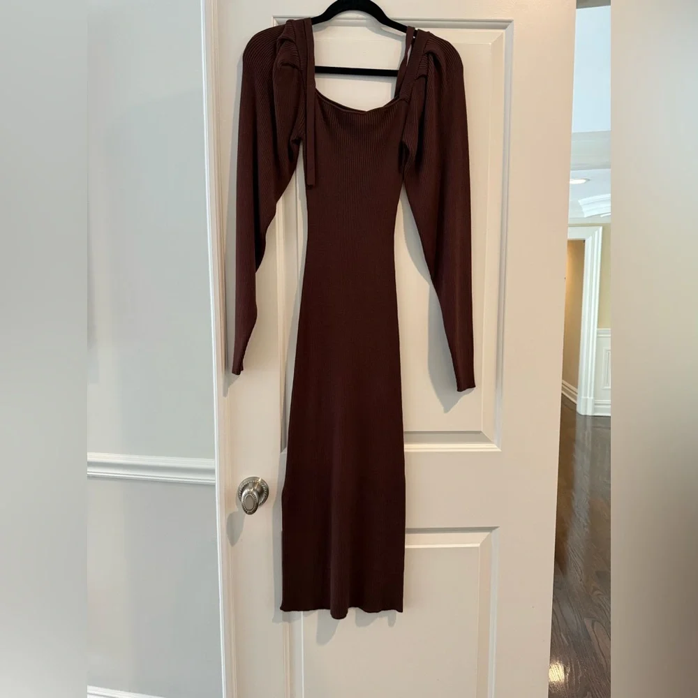 Rachel Parcell Brown Bishop Sleeve Bodycon Dress